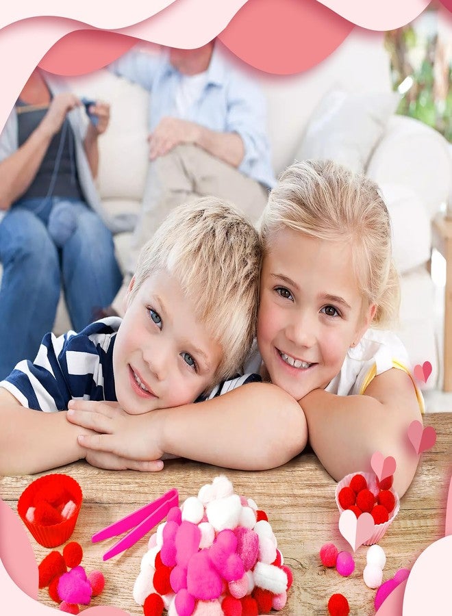 Bbiamsleep 257 Pcs Valentine's Day Sensory Bin Filler Fine Motor Skills Counting Sorting Valentine Pom Poms Decoration Sensory Bin Items for Valentine's Day Sorting Counting Training - Image 5